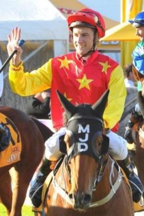 Blake Shinn was all smiles aboard Unanimously after the Wagga town Plate on Thursday,