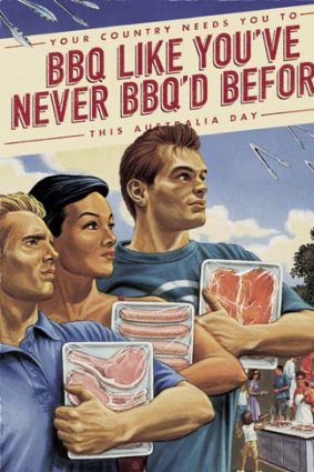 Props for chops ... Bold Palates dissects the history and importance of Australian cuisine, including the quintessentially Aussie barbecue, depicted in this 2010 advertisement for Australia Day <em>.Illustration: Mark Thomas/CIA</em>