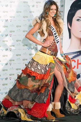Jesinta Campbell poses in 'national costume' for Miss Universe in 2010.