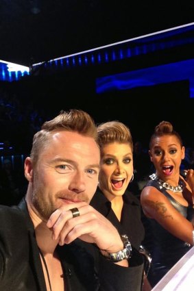 Ronan Keating tweeted this image of himself with the other judges prior to What About Tonight's elimination from The X Factor.
