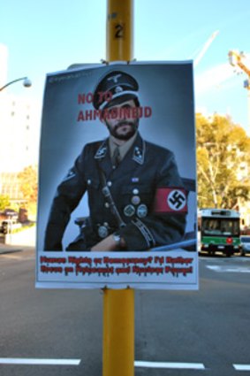 Outrage over Iran's election has spread to Western Australia. This poster was seen on the corner of Adelaide Terrace and Plain Street in East Perth.