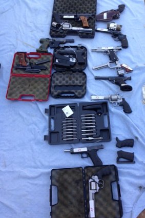 Some of the 328 weapons seized from a large stockpile at a Central Queensland property.