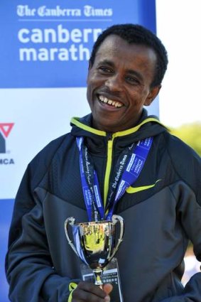 The Canberra  Marathon winner, Samuel Gebremichael.