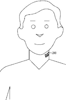 A diagram of the electronic neck tattoo.