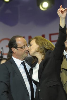 Francois Hollande with Valerie Trierweiler.