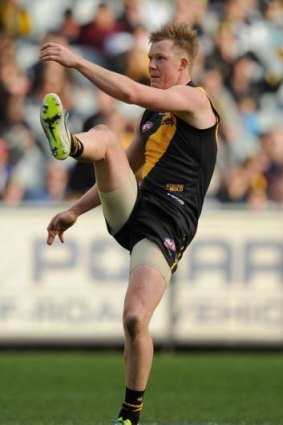 Jack Riewoldt has performed best as a player tied with a bungee rope to the goal square, even if he is not the ideal size for the one-out forward.
