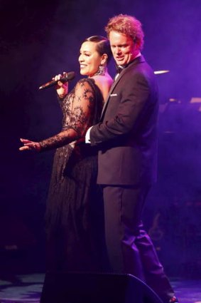 Adelaide Cabaret Festival artistic director Kate Ceberano on stage with Craig McLachlan.