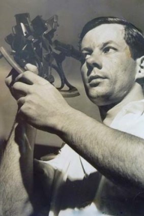 Terry Hammond using a sextant in 1954.
