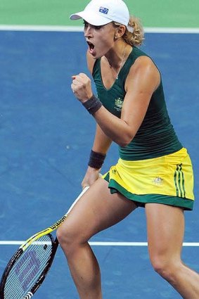 More gold ... Anastasia Rodionova wins the women's singles final.