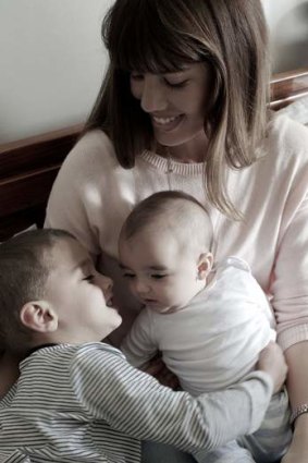 Going solo: Katie Elfar with her sons Oscar, 5, and Beau, who was born in February, three years after his father, Karim, died of cancer.