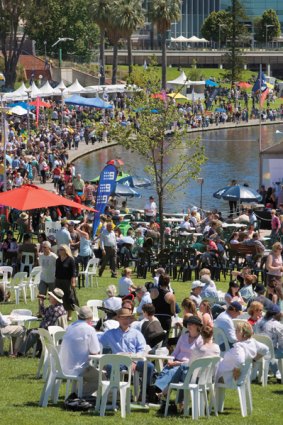 Time out to indulge ... the festival crowd at Elder Park in 2007.