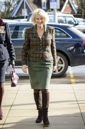 Camilla, the Duchess of Cornwall, shows how you can do a suede skirt at any age. 