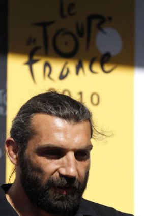 The Caveman . . . French rugby star Sebastien Chabal attends the podium ceremony.