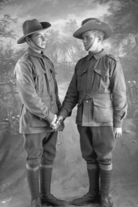 Handing over: Soldiers and friends George Bickerstaff and Joseph McQueen pose for a pre-embarkation photograph.