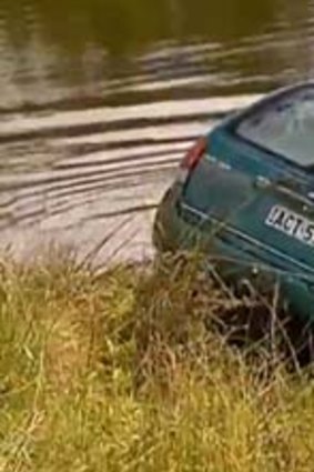The woman's vehicle, careered into a waterway at Olympic Park.