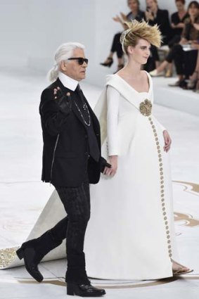 Karl Lagerfeld and Ashleigh Good for Chanel Haute Couture.
