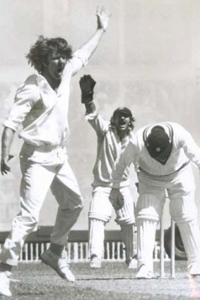 Fired up ... Jeff Thomson and Geoff Marsh appeal for the umpires decision.