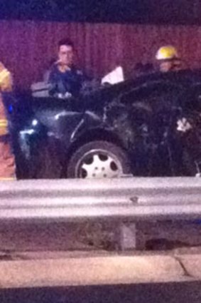 theage.com.au reader Tom Oliveri sent us this photo of the car involved in a fatal crash on the Burwood Highway.