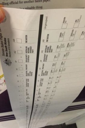 Senate ballot paper at 2013 election booths.