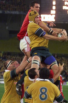 Justin Harrison in action against the Lions in 2001.