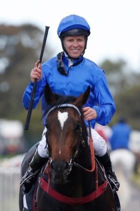 Kerrin McEvoy dons the famous blue on Sweynesse.
