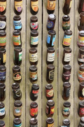 Bottles of typical Belgian beers.