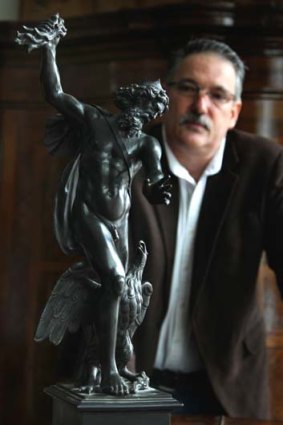 A fine figure &#8230; Colin Vickers and the bronze of Zeus that sold for $225,000.