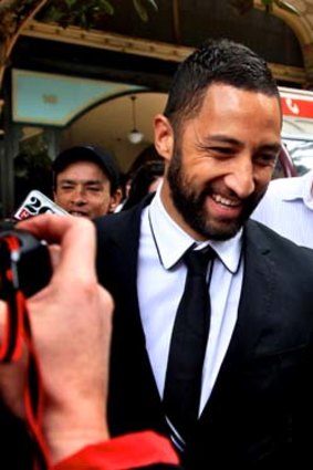''Let's play rugby league''  Benji Marshall, outside the court.