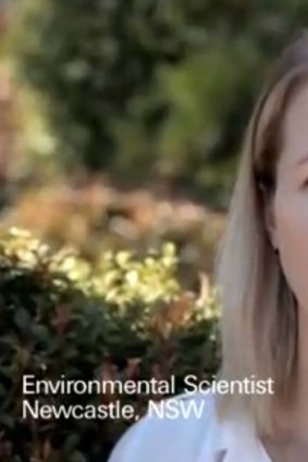 Renae Gifford, an environmental scientist with consultancy firm, AECOM, as she appears in the advertisement.