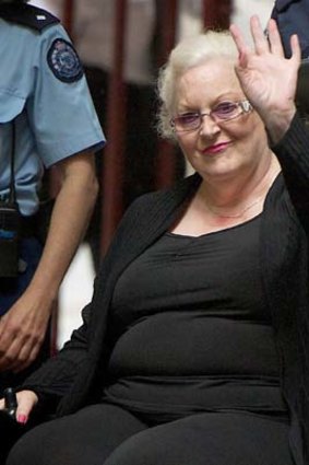 The final curtain ... Judy Moran, guilty of murder, is wheeled from the Supreme Court in Melbourne.