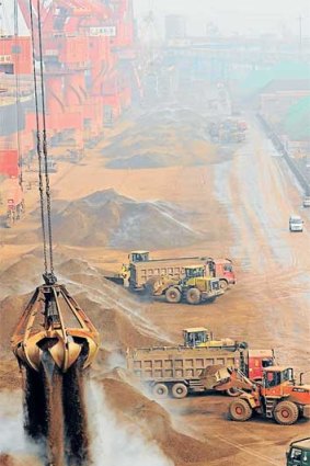 Australian iron ore arrives at the port of Rizhao in eastern China.