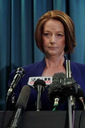 Prime Minister Julia Gillard briefs the media on the death of three Australian soldiers in Afghanistan.