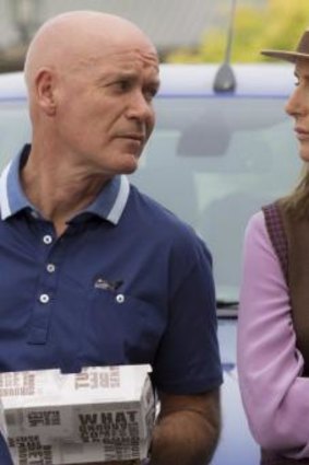 House Husbands:  Gary Sweet as Lewis Crabb and Rachel Griffiths as reappeared Belle Lamont.