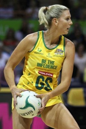Catherine Cox in action during the 2012 Quad Series match between the Australian Diamonds and South Africa at Newcastle Entertainment Centre. 