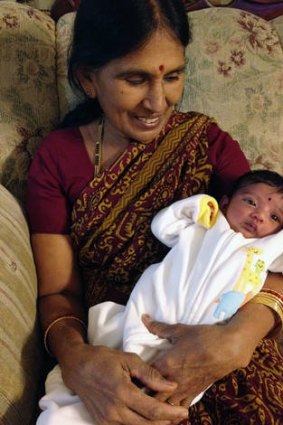Dead ... grandmother Satyavathi Venna holds Saanvi when she was a baby.