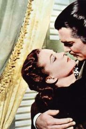 Scarlett O'Hara (Vivien Leigh) and Rhett Butler (Clark Gable) in <i>Gone With the Wind</i>.