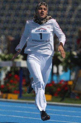 Tahmina Kohistani competing at the IAAF World Junior Championships in Poland in 2008.