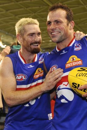 Jason Akermanis with Brad Johnson in happier times, August 2009.