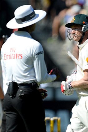 On his way: George Bailey walks off after being given out by the third umpire.