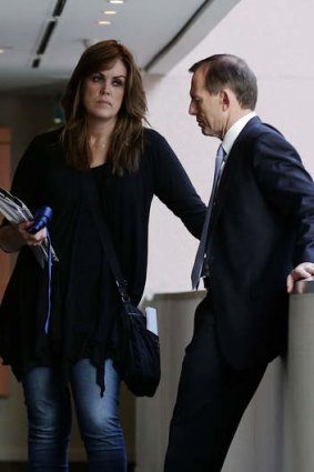 Tony Abbott in discussion with Peta Credlin.