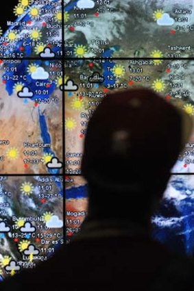 Tense times: A weather map at Kuala Lumpur airport.
