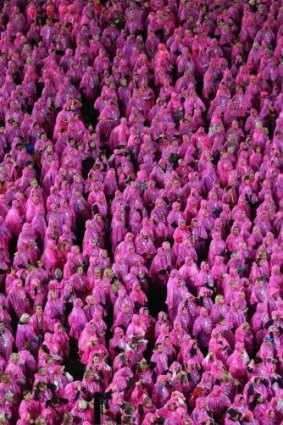 A sea of pink ahead of the Field of Women Breast cancer awareness game at the MCG.