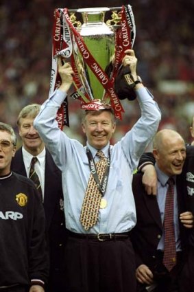 Sir Alex Ferguson: Celebrating the 1999 English Premier League title.