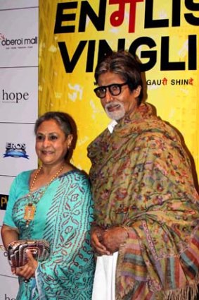 <i>English Vinglish</i> star Amitabh Bachchan and wife Jaya Bachchan. The film celebrates the unique qualities of Indian English.