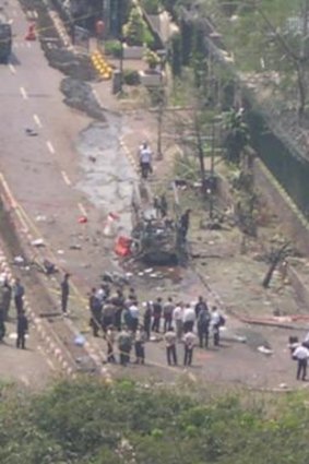 Street scene outside the embassy on September 9, 2004.