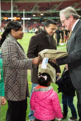 Man of the people: Kevin Sheedy spreads the word in western Sydney.