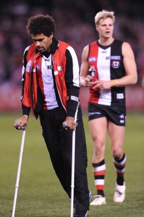 James Gwilt after injuring his knee in July 2011.