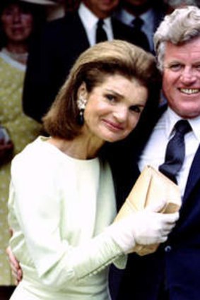 Divided legacy: Kennedy's widow, Jacqueline Kennedy Onassis, and brother, Teddy, in the 1980s.
