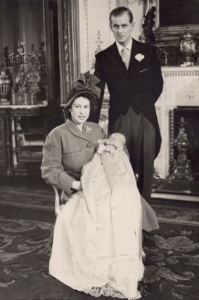 Baby Prince Charles' christening at Buckingham Palace in December 1948.
