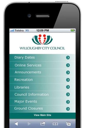 Willoughby Council's mobile web app.
